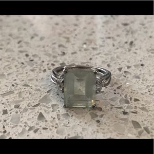 Silver ring with sea foam gem